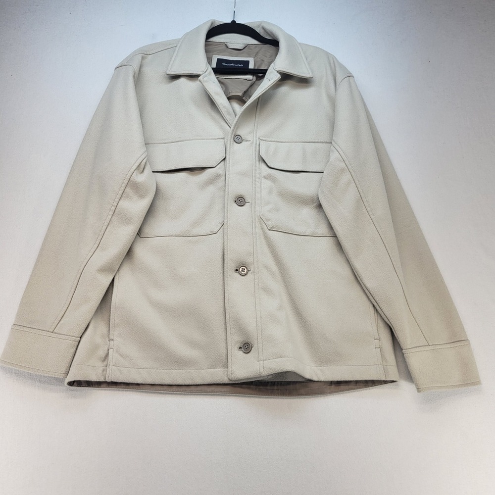 Abercrombie & Fitch Shirt Field Jacket Mens Large Tan Relaxed Stretch Shacket